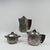 Extremely rare set, consisting of a coffee pot, teapot and pewter made of tin with wooden handles. It is a French Art Deco...