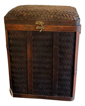 Antique Japanese Bamboo Woven Storage Trunk With Brass Hardware — Circa 1900s–1920s