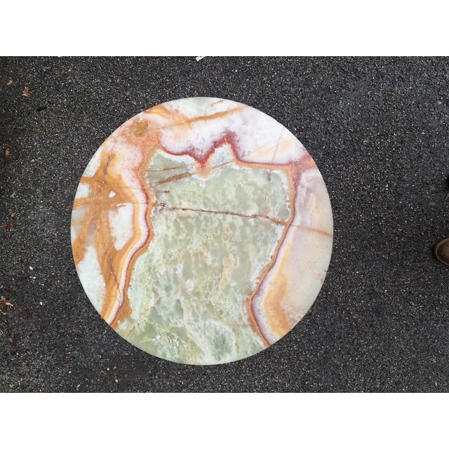 Coffee Table in Brass and Wood with Alabaster Top in the style of Melchiorre Bega for Melchiorre Bega, 1950s For Sale - Image 10 of 12