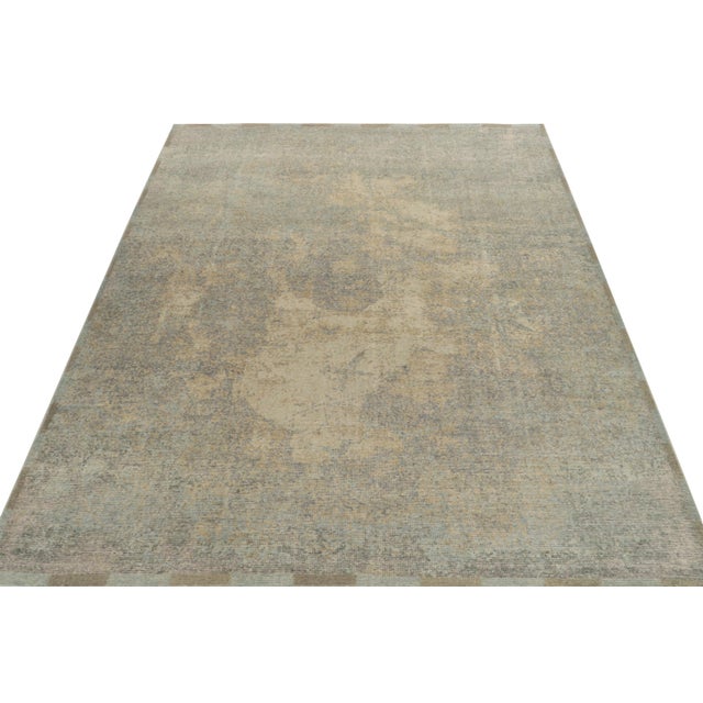 Modern Distressed Style Modern Rug in Blue, Beige Abstract Pattern by Rug & Kilim For Sale - Image 3 of 6