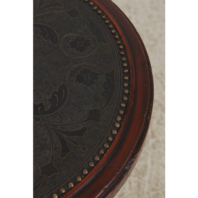 Maitland Smith Mahogany and Metal Round End Table For Sale In Philadelphia - Image 6 of 13