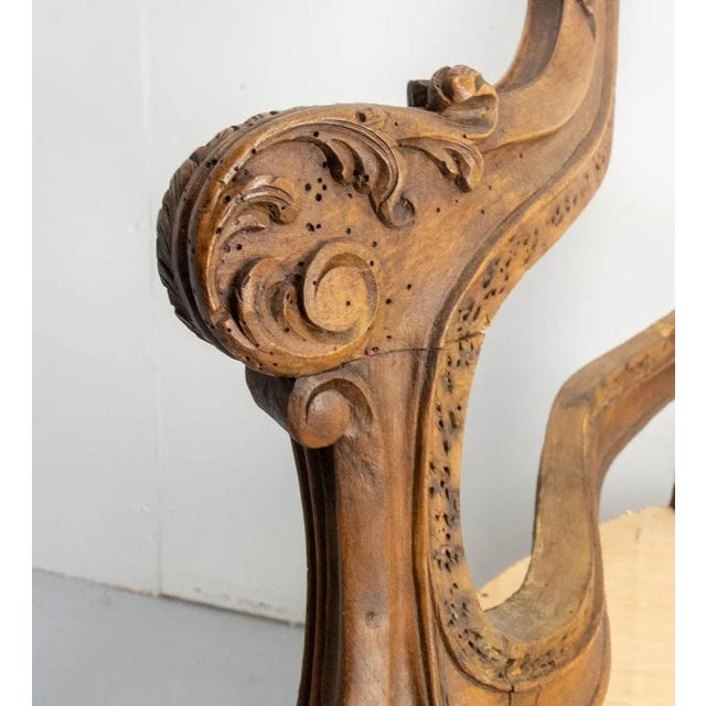 Louis XV French 19th Century Roccoco Revival Walnut Open Sofa in Cane For Sale - Image 9 of 12