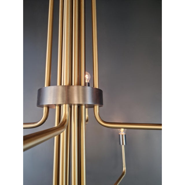 Mid Century Modern Chandelier Handmade Brass Minimalist Sputnik Style For Sale - Image 12 of 13