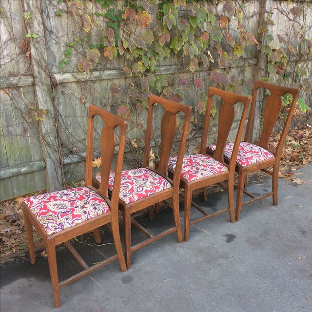 Oak Reupholstered Dining Chairs Set of 4 Chairish