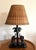 1970s Vintage Tropical Elephant Palm Tree Table Lamp With Woven Rattan Shade For Sale - Image 5 of 9