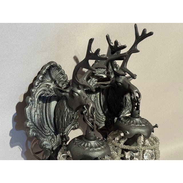 French 1980s French Louis XVI Charcoal Bronze Wall Lamps Sconces - Pair For Sale - Image 3 of 14