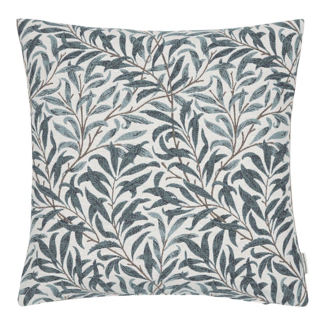 Willow Bough Blue Woven Cushion With Feather Filler - 42x42cm (17"x17") For Sale