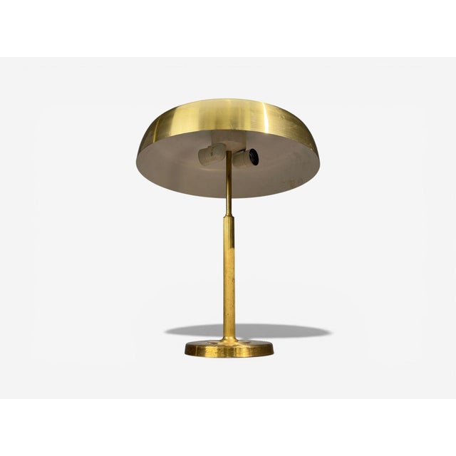 Hövik Lys, Norwegian Mid-Century Modern, Large Table Lamp, Brass Sheet, Norway 1970s A large lacquered brass table lamp...