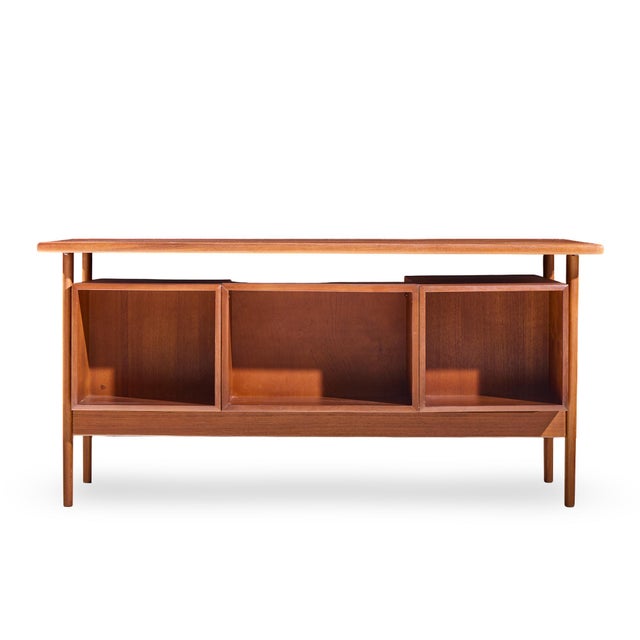 Brown Kai Kristiansen for Fm Møbler Model Fm60 Mid Century Danish Teak Floating Desk For Sale - Image 8 of 9