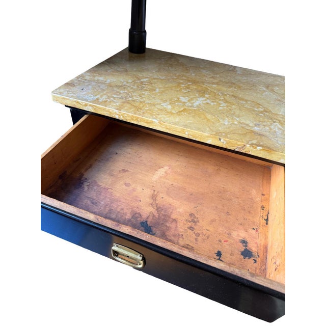 Black Viennese Art Deco Dressing Table with Beige Marble Top and Adjustable Mirror, 1940s For Sale - Image 8 of 11