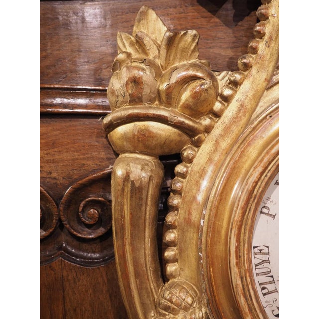 19th Century Louis XVI Style Giltwood Barometer and Cartel Set, Circa 1875 For Sale - Image 10 of 12