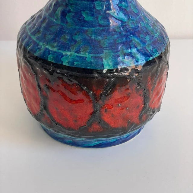 Blue Glazed Ceramic Jug Vase by Bay Keramik, C. 1960s For Sale - Image 8 of 10