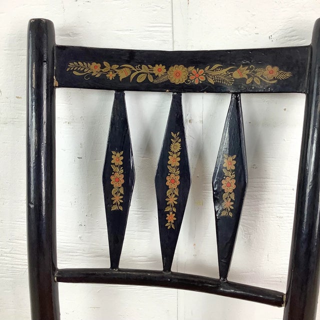 Textile Petite Vintage Hitchcock Style Side Chair For Sale - Image 7 of 11