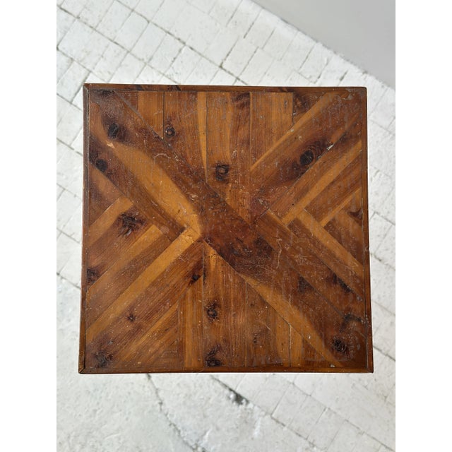 1940s Vintage Constructivist Parquetry Tiered Wood Pedestal Stand, Circa 1940s-50s For Sale - Image 5 of 18