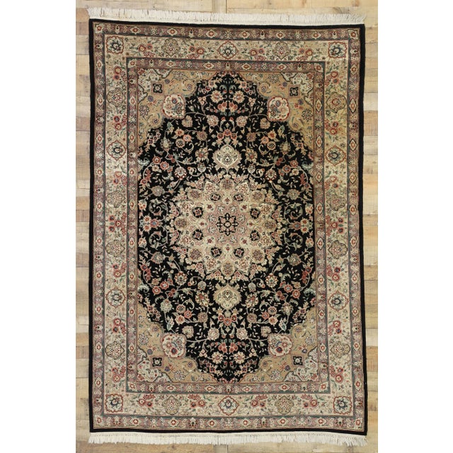 Army Green Vintage Chinese Area Rug With Persian Tabriz Style - 06'00 X 09'00 For Sale - Image 8 of 9