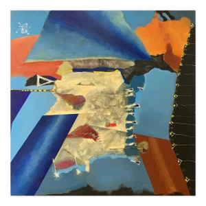 1995 "Thursday Night Jazz" Abstract Oil Painting on Wood Panel Bill Shields Chicago Academy of Fine Art