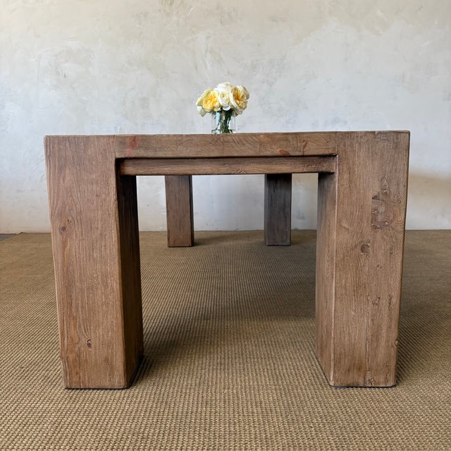2020s Beam Style Reclaimed 96” Pine Dining Table in Natural Fininsh For Sale - Image 5 of 10
