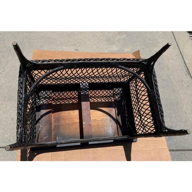 1940s Black Painted Bar Harbor Wicker Desk For Sale - Image 5 of 7
