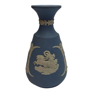 Vintage MCM Wedgwood Blue Jasperware Classical Grecian Pattern Bud Vase