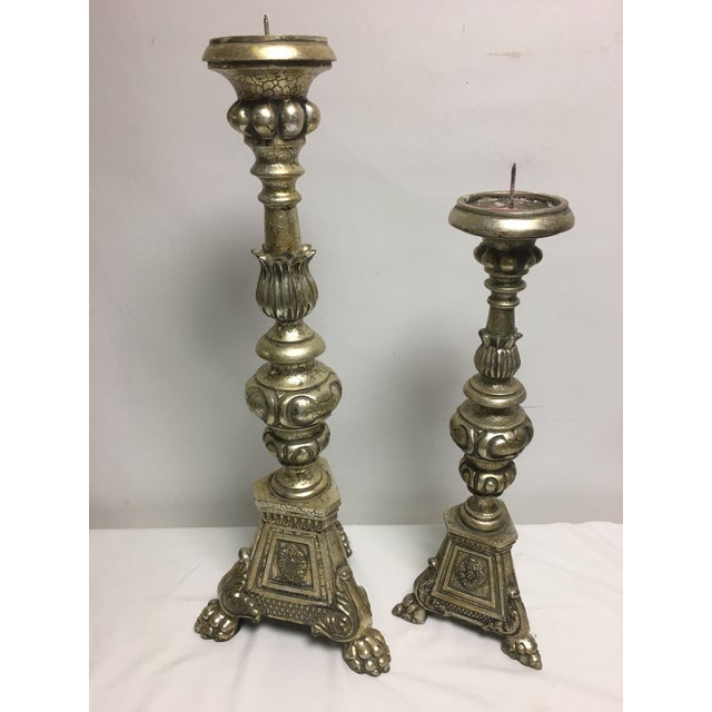 Tall Silver Gilt Candlesticks A Pair Chairish