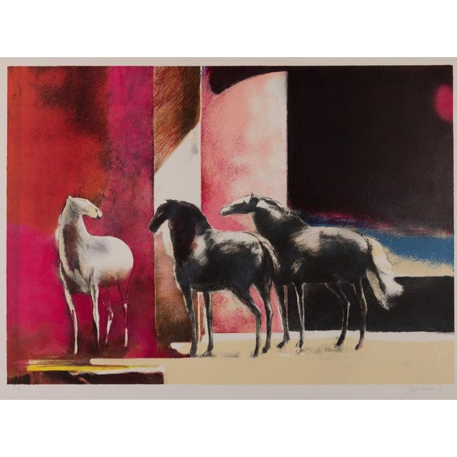 Paul GUIRAMAND (1926-2007) Horses Original color lithograph Signed in pencil and stamped "Exemplaire hors commerce" (Out...