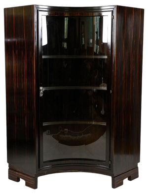 Art Deco Palisander Display Cabinet with Curved Glass Panel, France, 1930s
