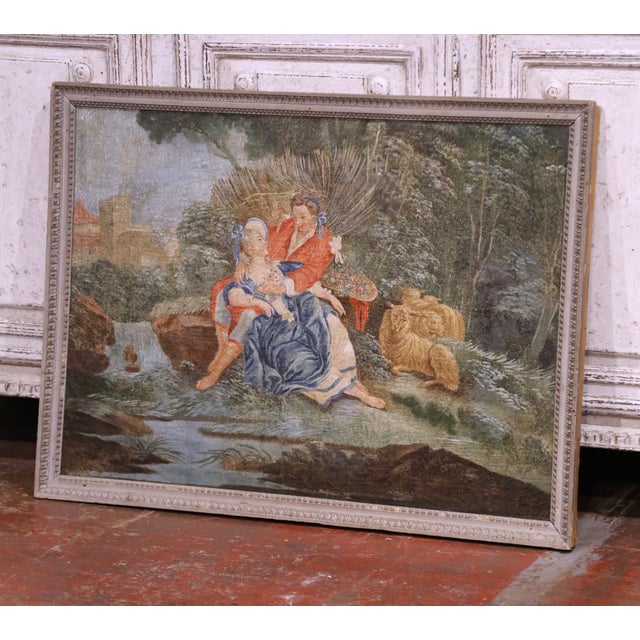 Bring refined elegance to a wall with this charming antique French pastoral painting, crafted circa 1760. The horizontal...