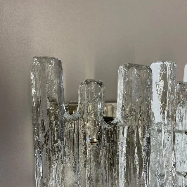 Large Hollywood Regency Ice Glass Wall Light from J. T. Kalmar, 1960s For Sale - Image 9 of 18