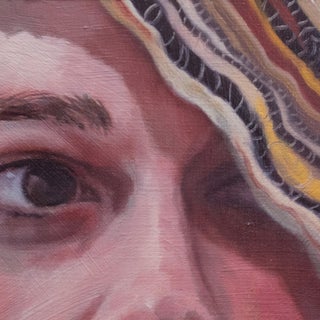The Sun's Shade by Shaina Craft | Oil on wood panel close-up of a person's eye and face For Sale