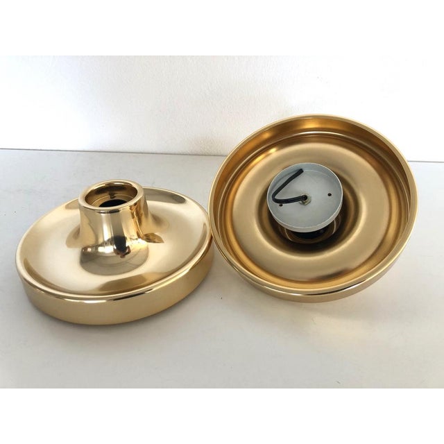 Italian Golden Flush Mount Lights, 1970s, Set of 2 For Sale - Image 13 of 16