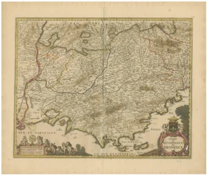 Map of the Provence in Southern France by De Wit, 1688