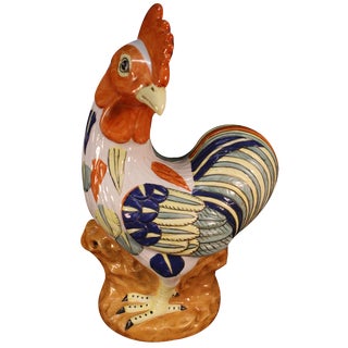 Large Antique Porcelain Rooster For Sale