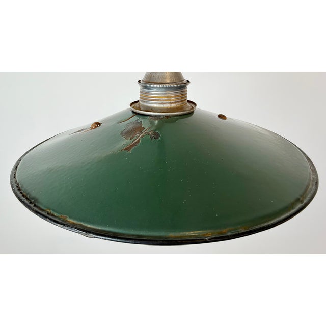 Industrial Green Enamel Light, 1950s For Sale - Image 4 of 18