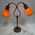 Orange Antique Art Nouveau 2 Light Table Lamp Floral Base Orange Glass 21” W -Works For Sale - Image 8 of 9