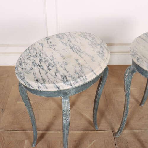 French Marble Topped Lamp Tables, 1890s, Set of 2 For Sale - Image 9 of 11