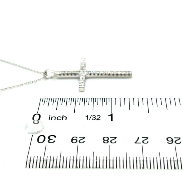 Natural Diamond Cross Pendant 17" Chain 14k White Gold 0.41 TCW Certified For Sale - Image 10 of 11