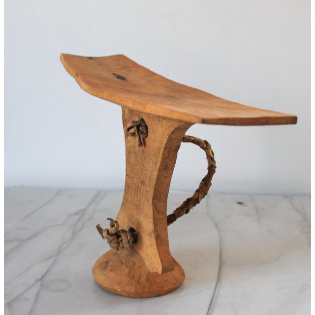 Antique Hand Carved African Wood Headrest For Sale In Milwaukee - Image 6 of 9