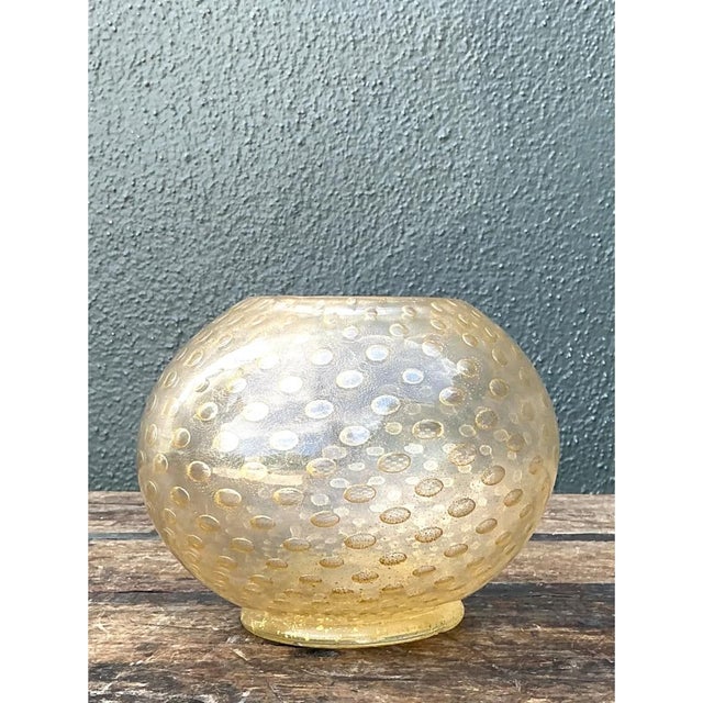 Mid 20th Century Vintage Gold Flecked Glass Bowl After Murano For Sale - Image 5 of 12