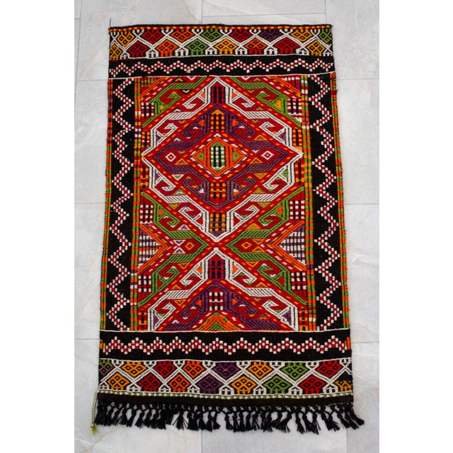 Textile Hand-Woven Braided Small Rug Vintage Wall Decor Area Rug Kilim - 28″ × 46″ For Sale - Image 7 of 11