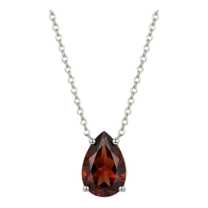 Garnet Pear Cut 925 Silver Necklace, January Birthstone Necklace