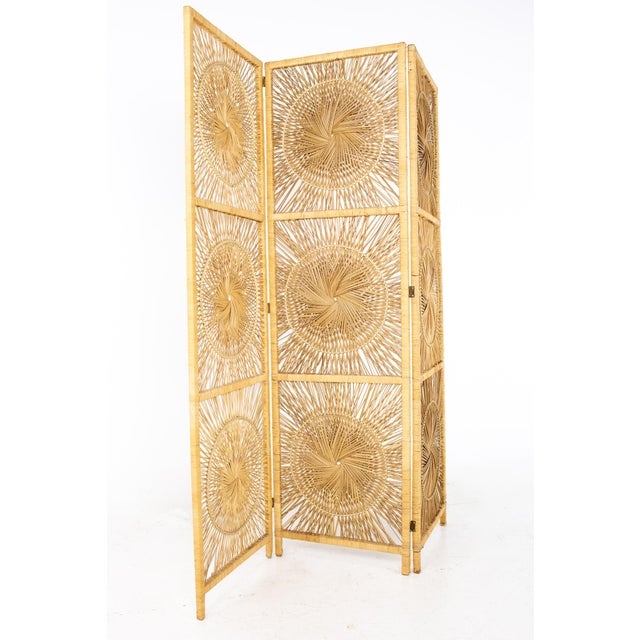 Mid Century Rattan Room Divider Screen Chairish