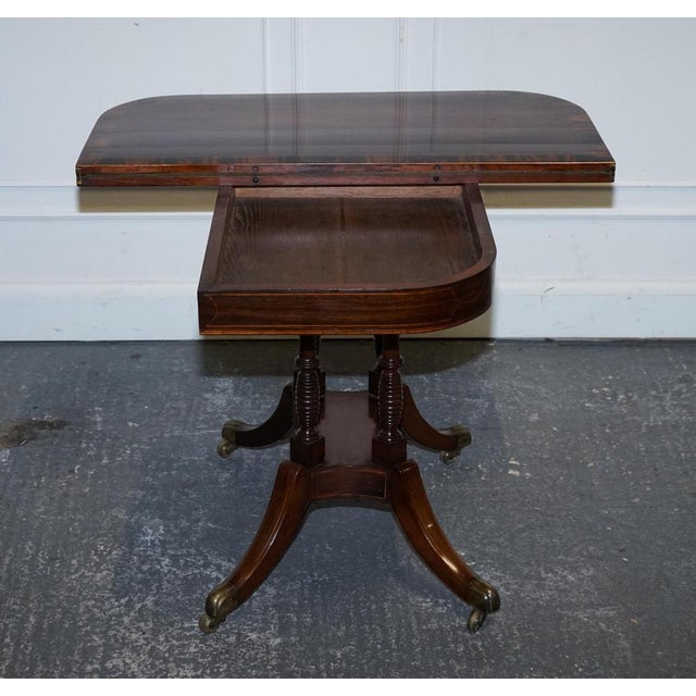 Georgian Folding Games Table with Brass Castors For Sale - Image 6 of 18