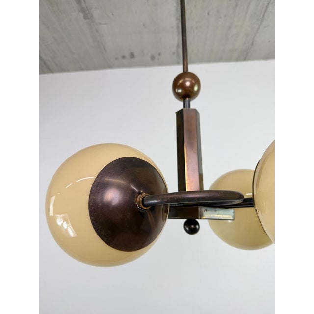 Beige Czechoslovak Art Deco Rondocubist Geometric Chandelier, 1930s For Sale - Image 8 of 14