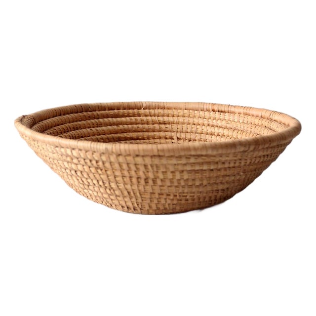 Vintage Hand-Coiled Basket Bowl For Sale