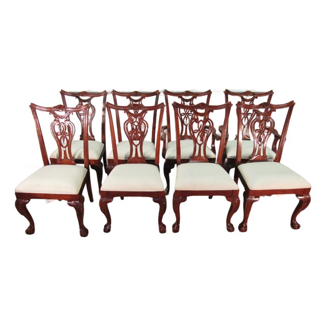 Pennsylvania House Set of Eight Solid Cherry Chippendale Style Dining Chairs For Sale
