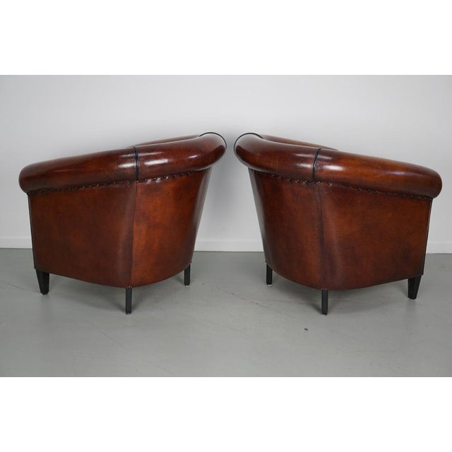 Vintage Dutch Cognac Leather Club Chairs, 1970s, Set of 2 For Sale - Image 3 of 18