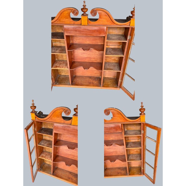 Brown Antique Jacobean Revival Hutch Top Cabinet-Mahogany-1920s Glass Display-Cottage For Sale - Image 8 of 12