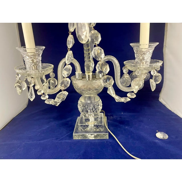 Vintage Pair of Large Regency Style Electrified Crystal Candelabrum For Sale - Image 11 of 18