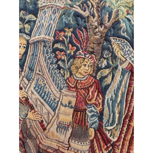 Vintage Aubusson Style Jaquar Tapestry with Medieval Museum Design, 1970s For Sale - Image 12 of 18