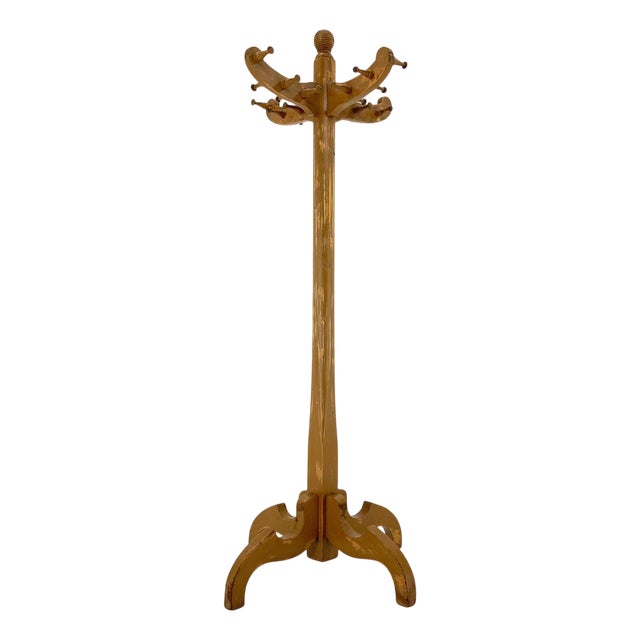 Big Vintage All-Wood Coat Stand, Czechoslovakia, 1950s For Sale
